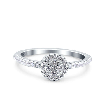 Art Deco Ring Wedding Band Round Pave Simulated Cubic Zirconia 925 Sterling Silver (7mm)